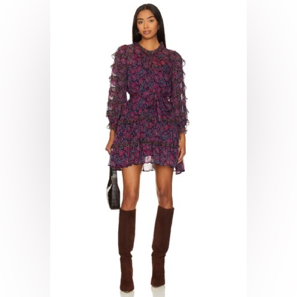 NWT Cleobella Rosalia Mini Dress in Bordeaux Floral Size Large - Picture 3 of 10